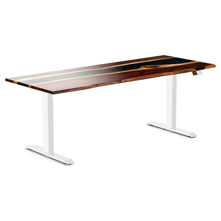 Desky Dual Resin Hardwood Sit Stand Desk-Pheasantwood Navy River Desky®