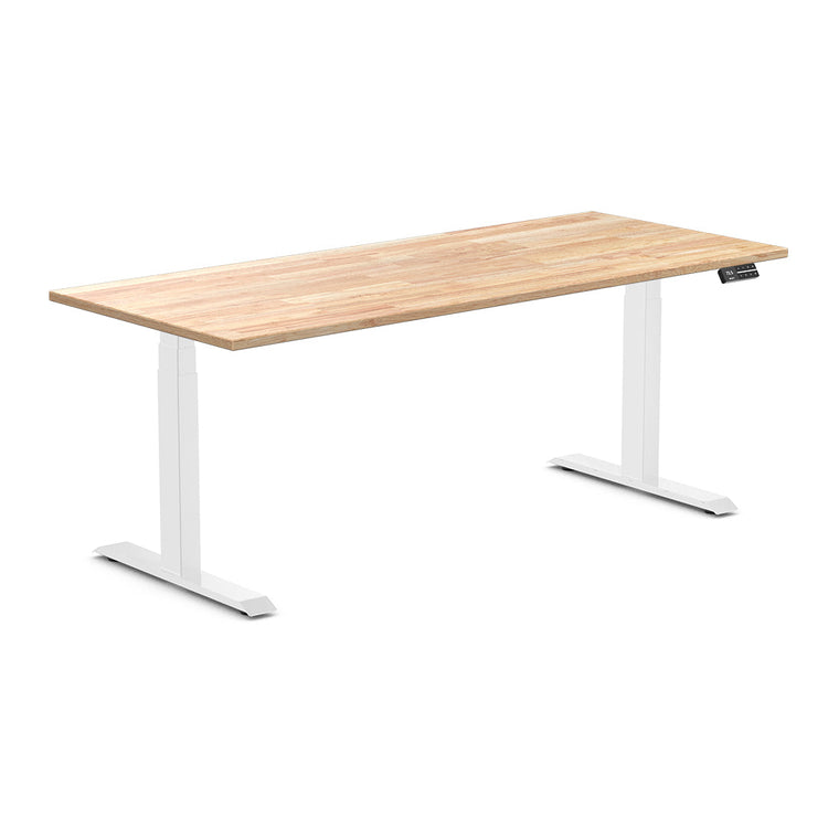 Almost Perfect Desky Dual Rubberwood Sit Stand Desk-Natural Timber Desky®