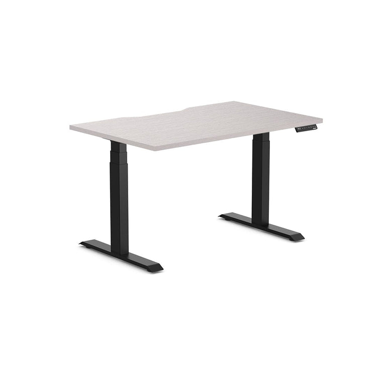 Almost Perfect Desky Dual Scalloped Melamine Sit Stand Desk-White Alaskan Desky®