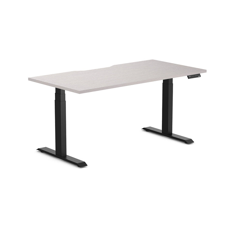 Almost Perfect Desky Dual Scalloped Melamine Sit Stand Desk-White Alaskan Desky®