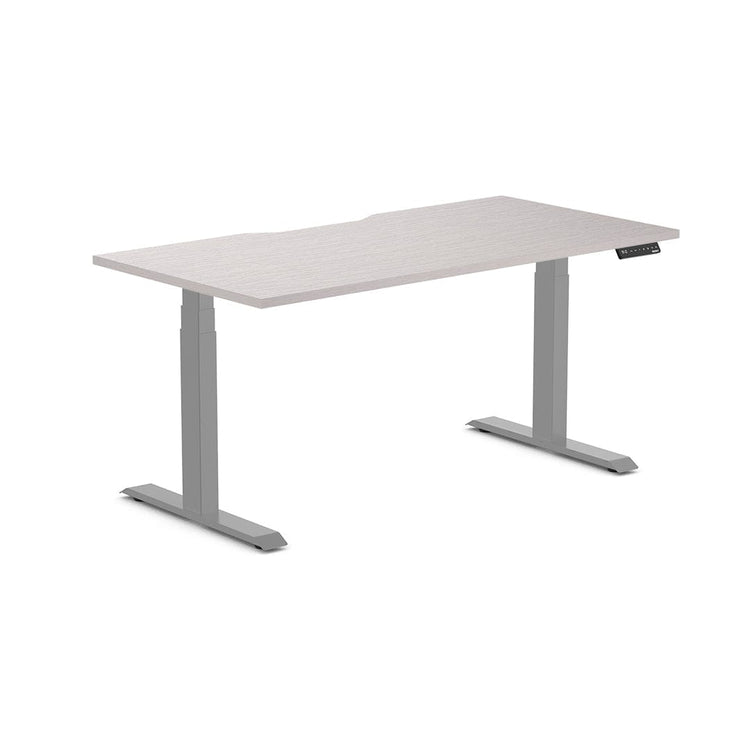 Almost Perfect Desky Dual Scalloped Melamine Sit Stand Desk-White Alaskan Desky®