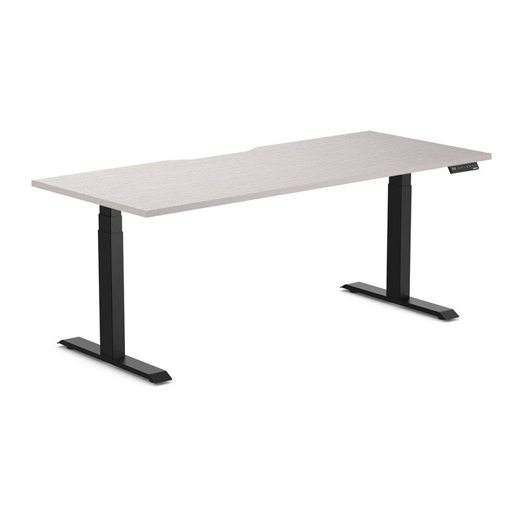 Almost Perfect Desky Dual Scalloped Melamine Sit Stand Desk-White Alaskan Desky®