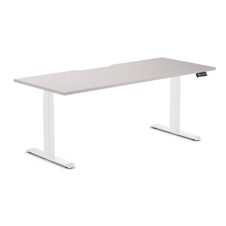 Almost Perfect Desky Dual Scalloped Melamine Sit Stand Desk-White Alaskan Desky®