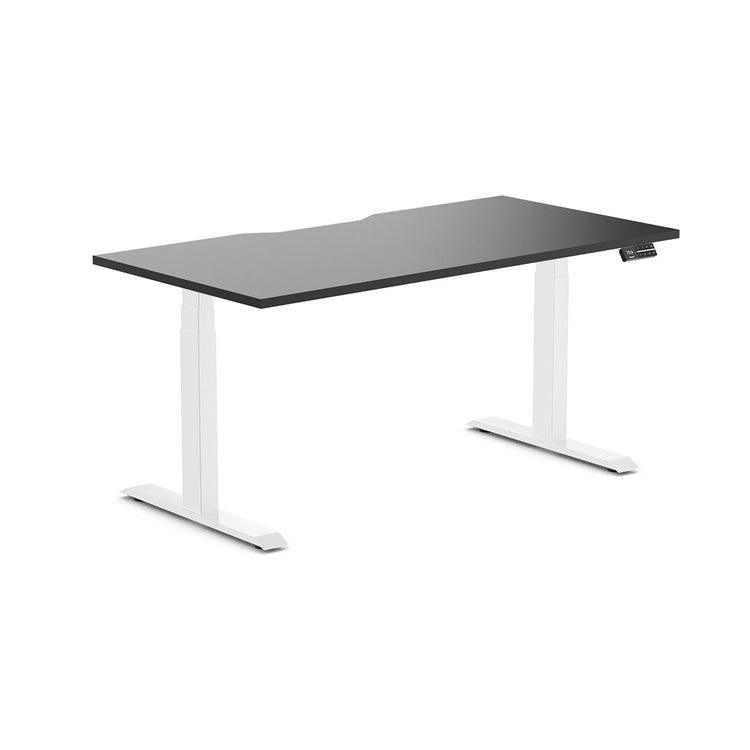 Almost Perfect Desky Dual Scalloped Melamine Sit Stand Desk-Black Desky®