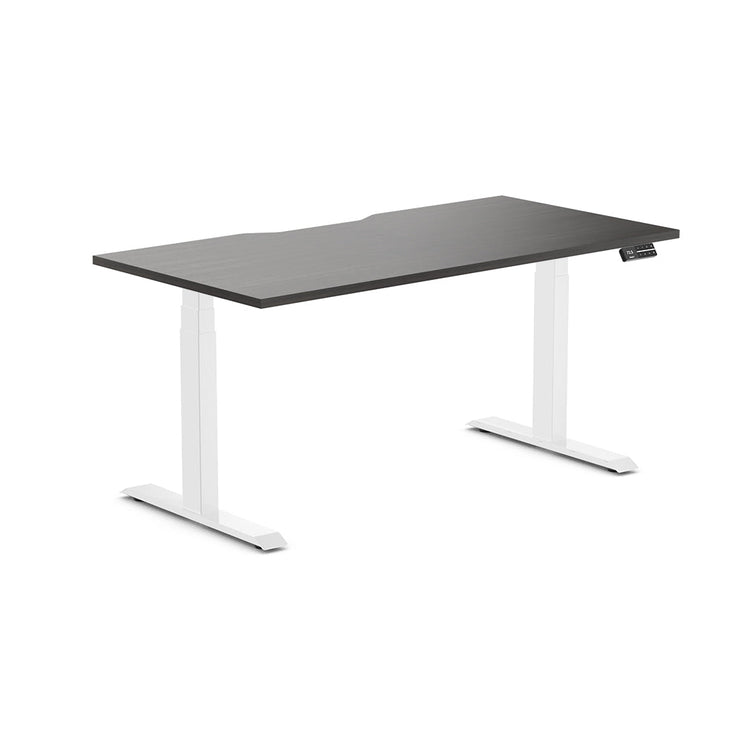 Almost Perfect Desky Dual Scalloped Melamine Sit Stand Desk-Burnished Wood Desky®