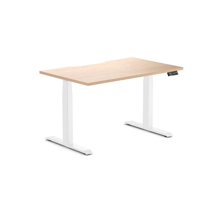 Almost Perfect Desky Dual Scalloped Melamine Sit Stand Desk-Curly Birch Desky®