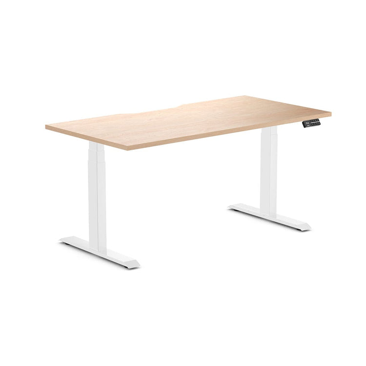 Almost Perfect Desky Dual Scalloped Melamine Sit Stand Desk-Curly Birch Desky®