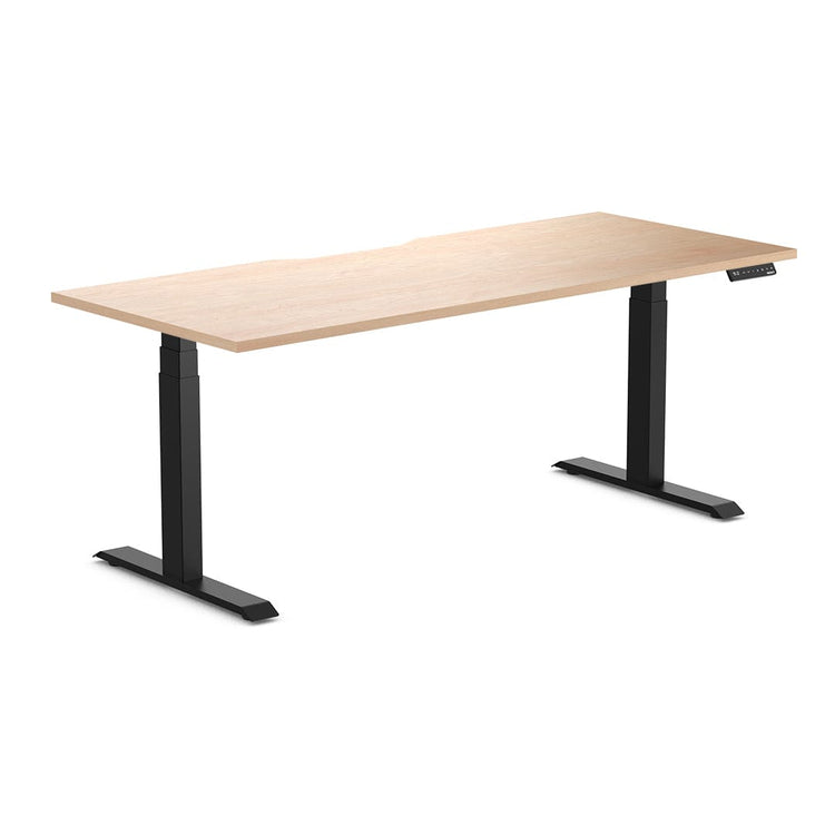 Almost Perfect Desky Dual Scalloped Melamine Sit Stand Desk-Curly Birch Desky®