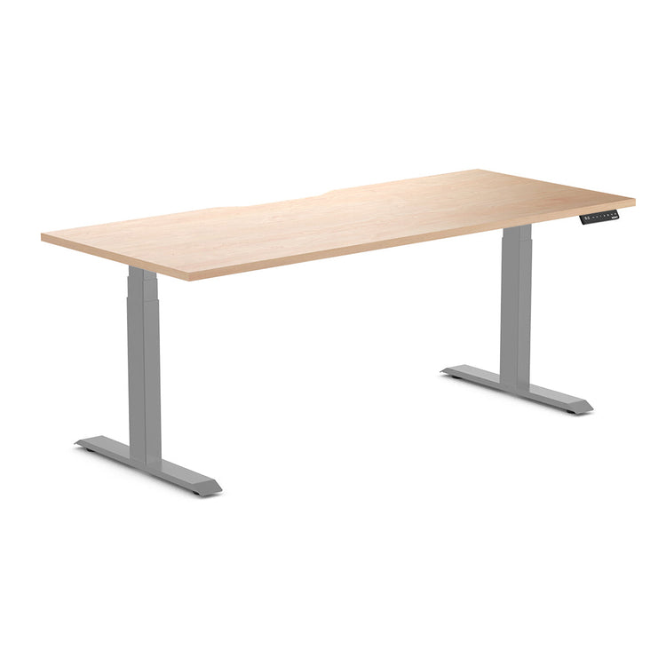 Almost Perfect Desky Dual Scalloped Melamine Sit Stand Desk-Curly Birch Desky®