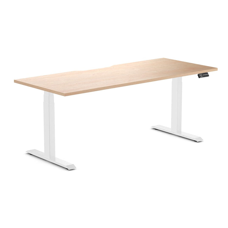 Almost Perfect Desky Dual Scalloped Melamine Sit Stand Desk-Curly Birch Desky®