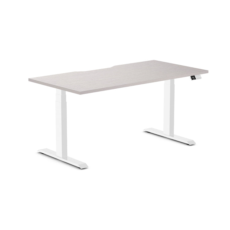 Desky Dual Scalloped Melamine Sit Stand Desk-White Alaskan Desky®