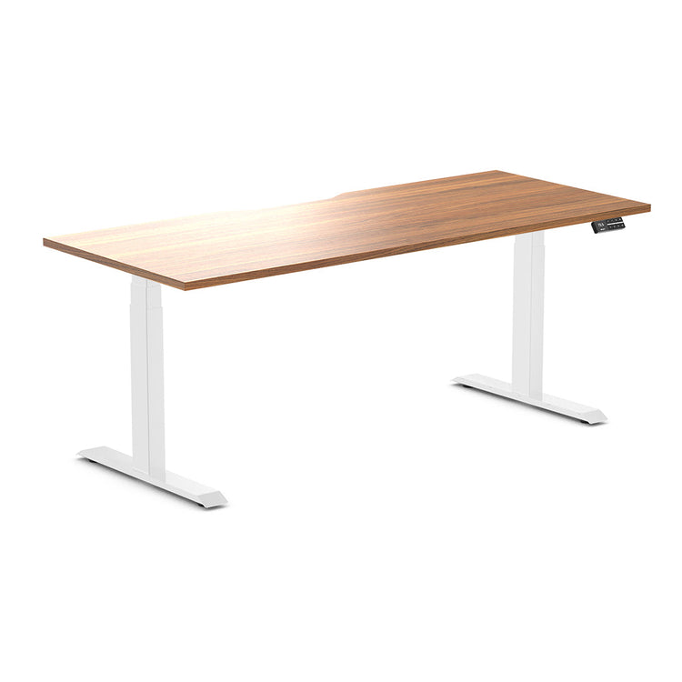 Almost Perfect Desky Dual Scalloped Melamine Sit Stand Desk-Prime Oak Desky®