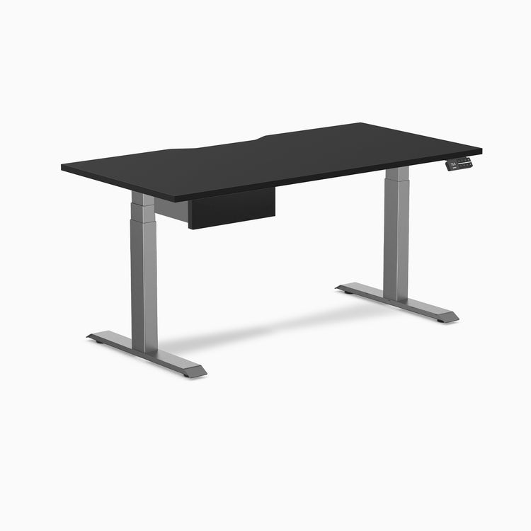 Desky Dual Scalloped Melamine Standing Desk With Drawer
