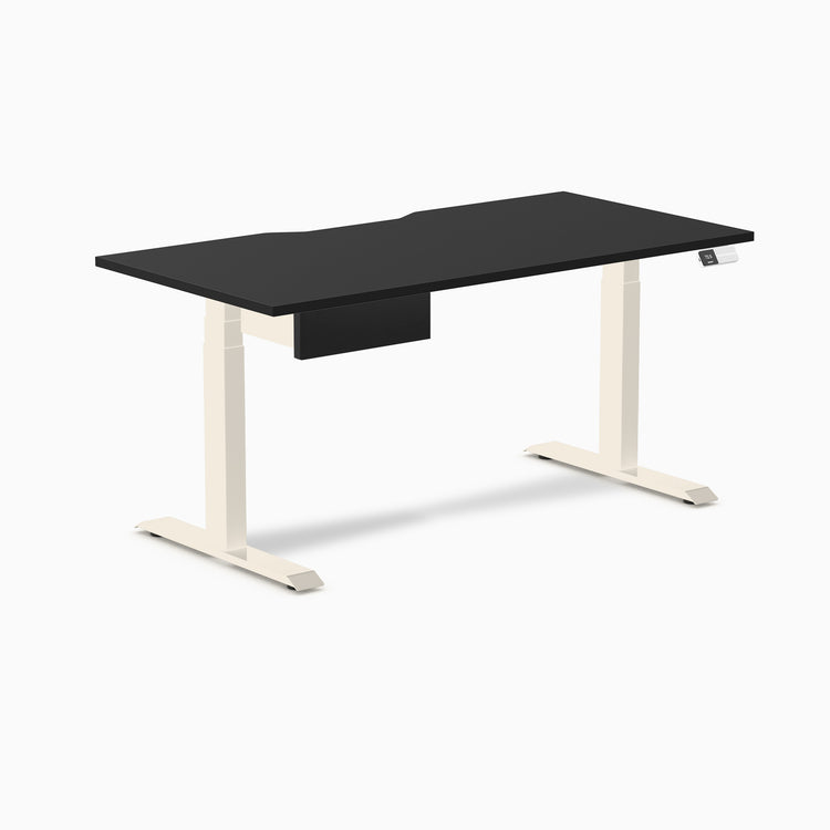 Desky Dual Scalloped Melamine Standing Desk With Drawer