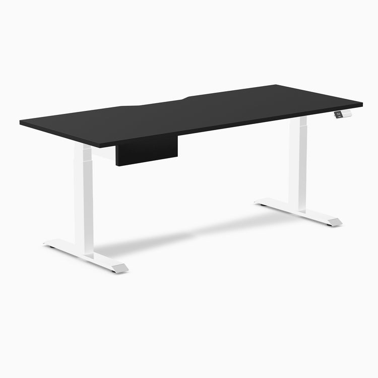 Desky Dual Scalloped Melamine Standing Desk With Drawer