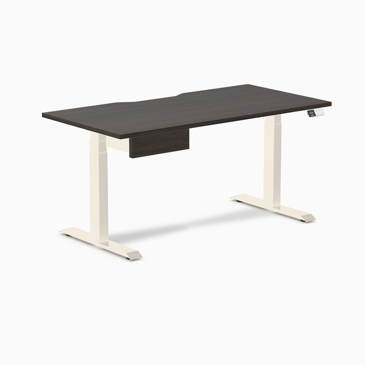 Desky Dual Scalloped Melamine Standing Desk With Drawer