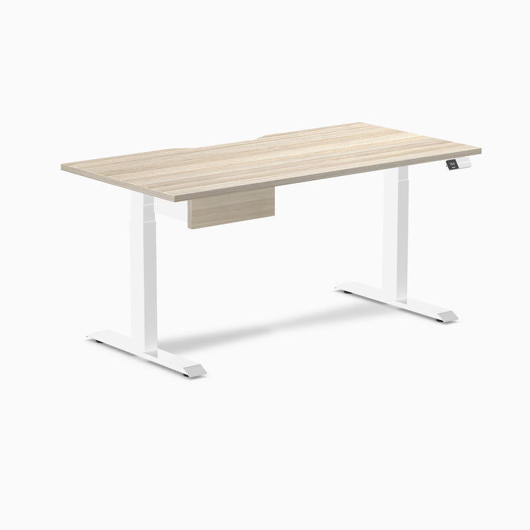 Desky Dual Scalloped Melamine Standing Desk With Drawer