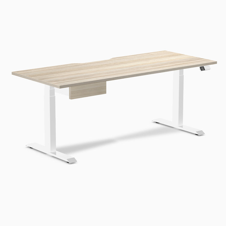 Desky Dual Scalloped Melamine Standing Desk With Drawer
