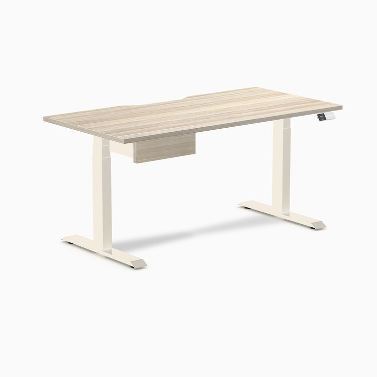 Desky Dual Scalloped Melamine Standing Desk With Drawer