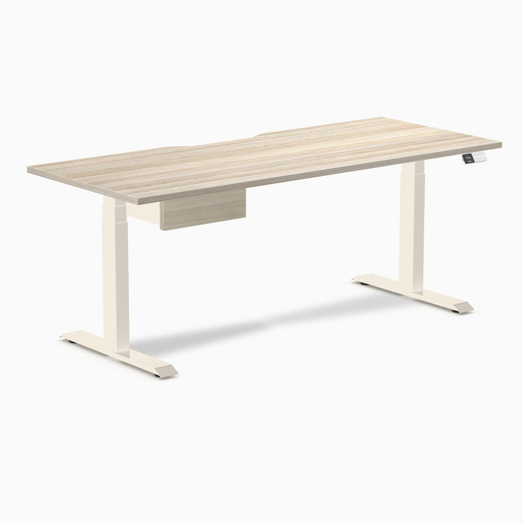 Desky Dual Scalloped Melamine Standing Desk With Drawer