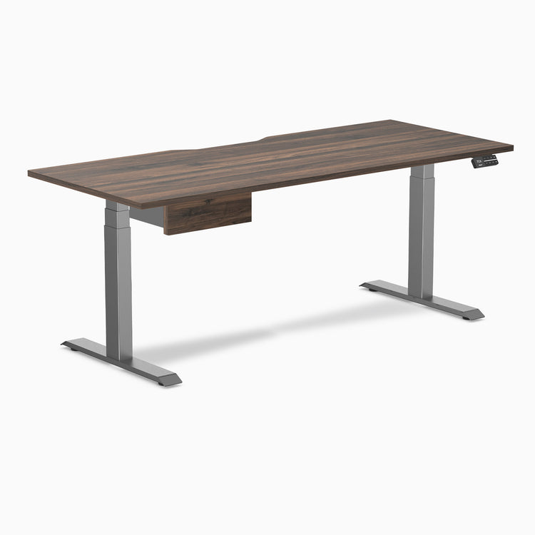 Desky Dual Scalloped Melamine Standing Desk With Drawer
