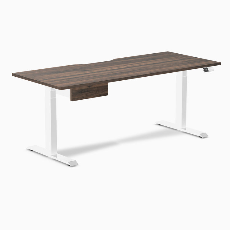 Desky Dual Scalloped Melamine Standing Desk With Drawer