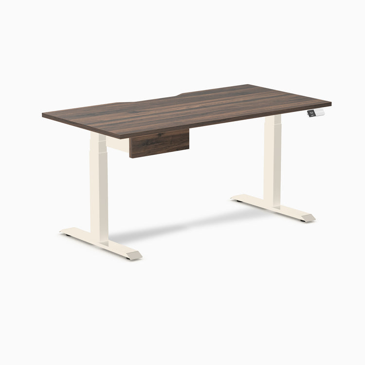 Desky Dual Scalloped Melamine Standing Desk With Drawer