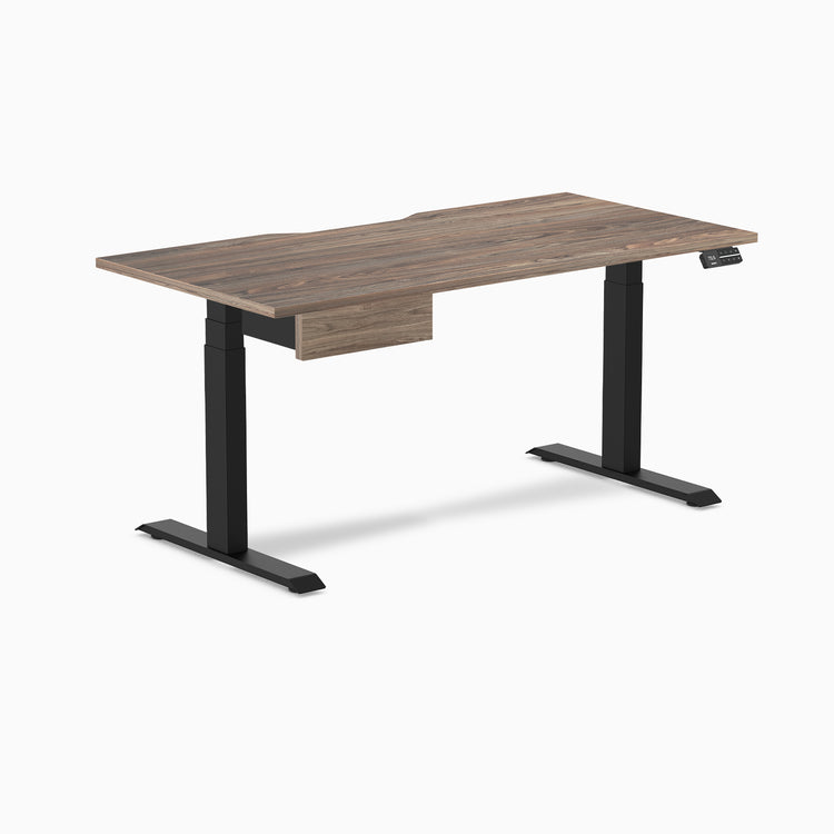 Desky Dual Scalloped Melamine Standing Desk With Drawer