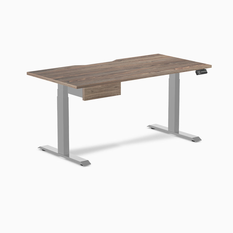 Desky Dual Scalloped Melamine Standing Desk With Drawer
