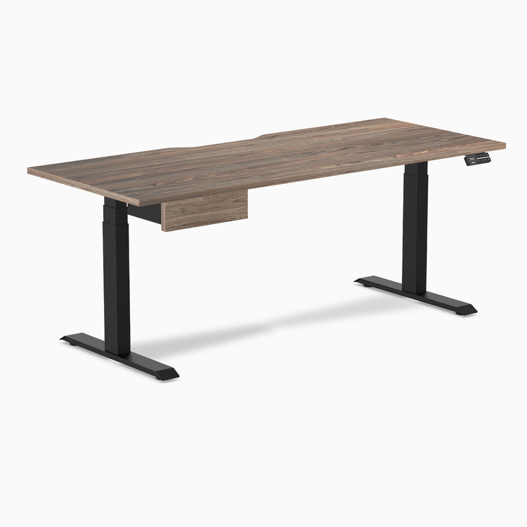 Desky Dual Scalloped Melamine Standing Desk With Drawer