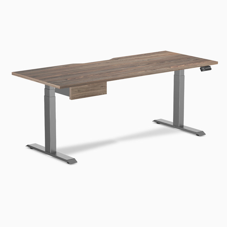 Desky Dual Scalloped Melamine Standing Desk With Drawer