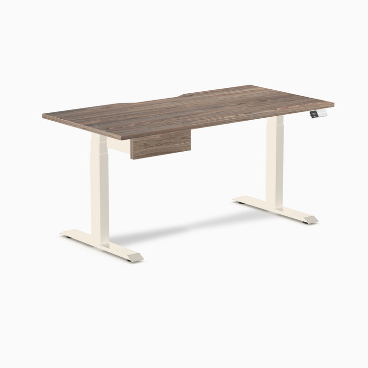 Desky Dual Scalloped Melamine Standing Desk With Drawer