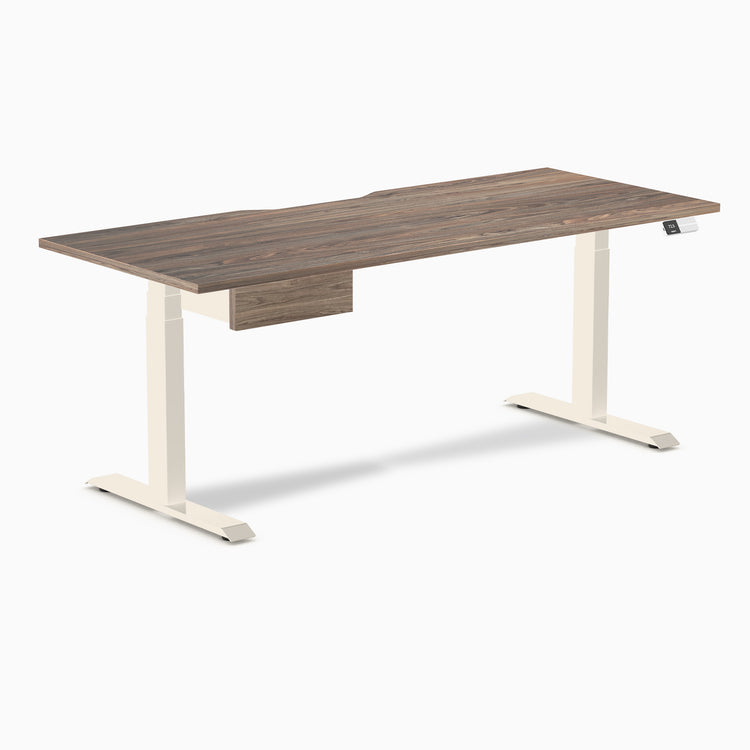 Desky Dual Scalloped Melamine Standing Desk With Drawer