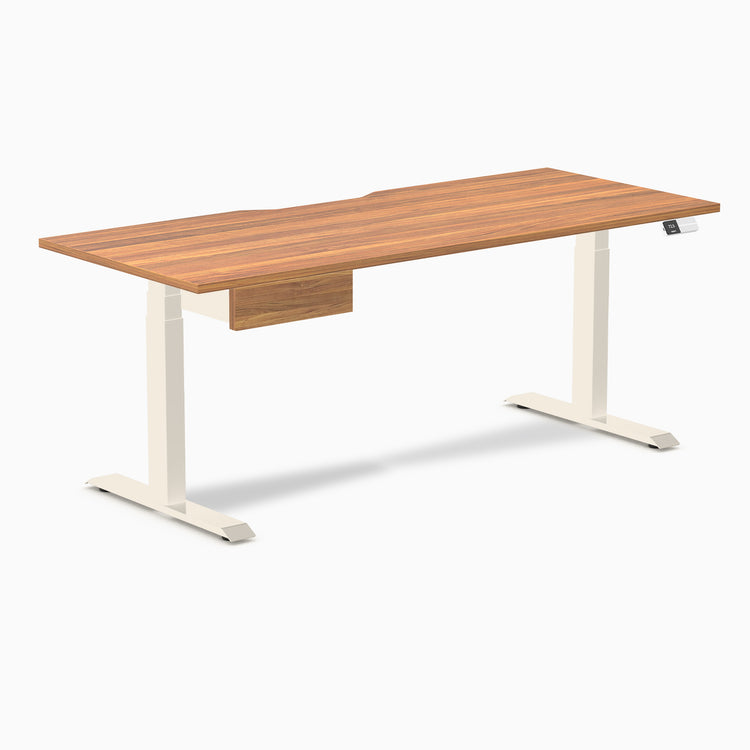 Desky Dual Scalloped Melamine Standing Desk With Drawer