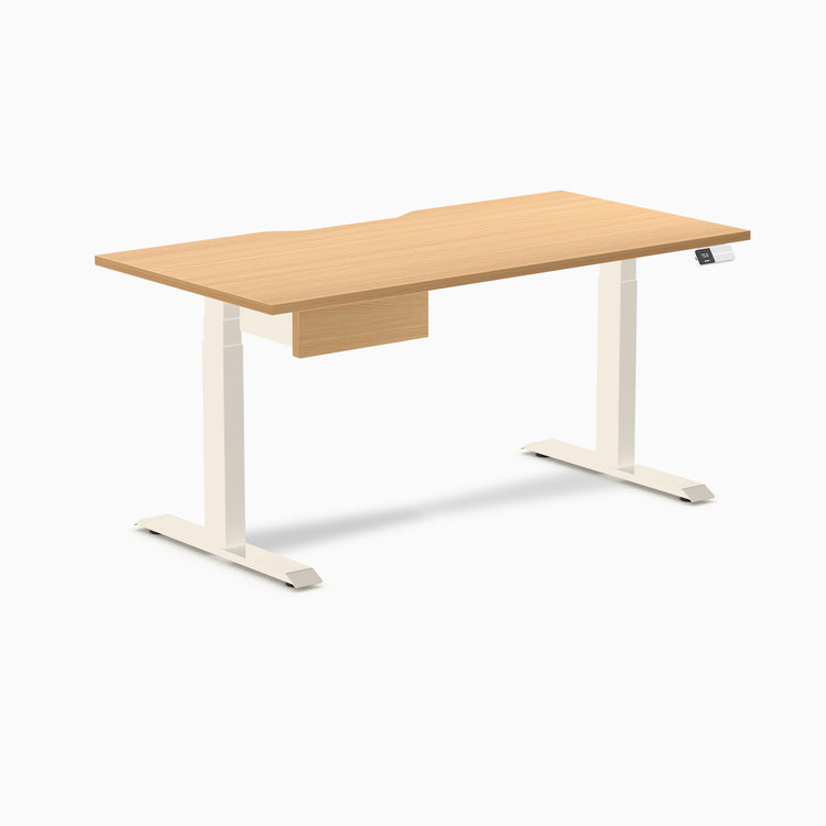 Desky Dual Scalloped Melamine Standing Desk With Drawer