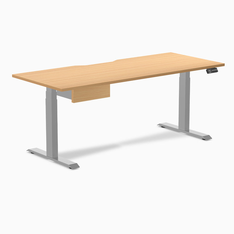 Desky Dual Scalloped Melamine Standing Desk With Drawer