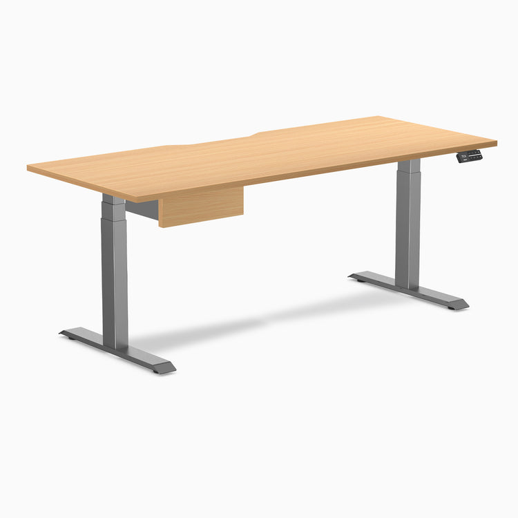 Desky Dual Scalloped Melamine Standing Desk With Drawer