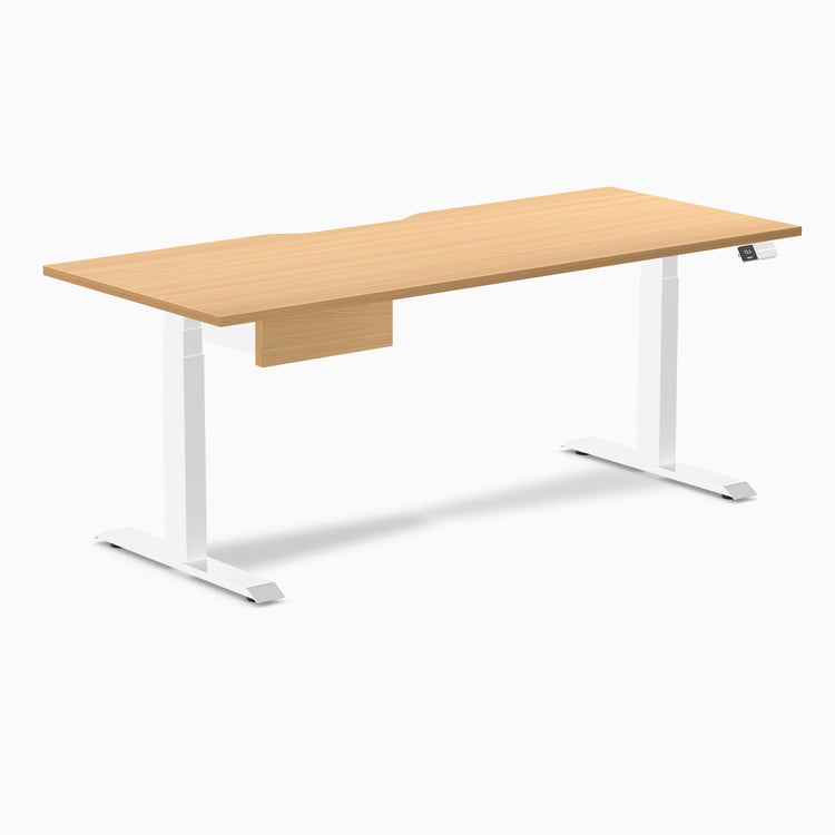 Desky Dual Scalloped Melamine Standing Desk With Drawer