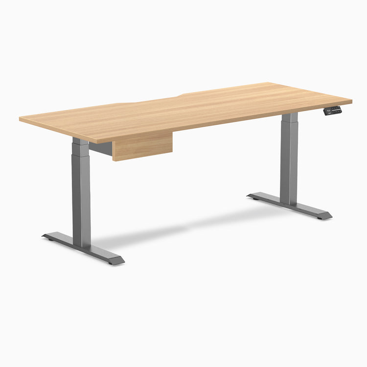Desky Dual Scalloped Melamine Standing Desk With Drawer