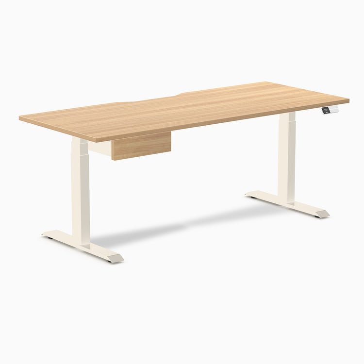 Desky Dual Scalloped Melamine Standing Desk With Drawer