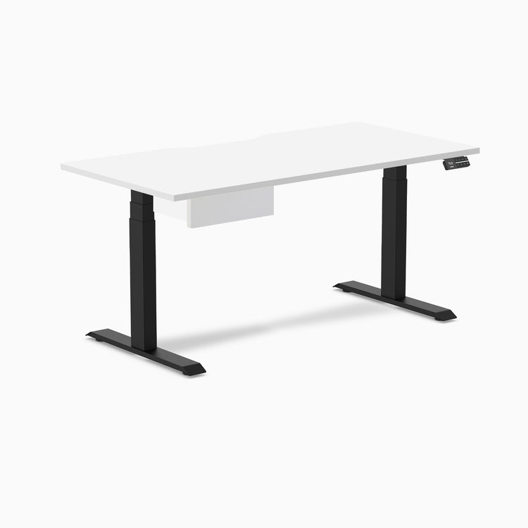 Desky Dual Scalloped Melamine Standing Desk With Drawer