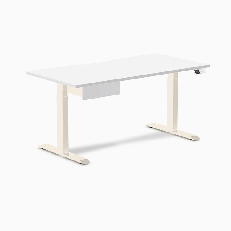 Desky Dual Scalloped Melamine Standing Desk With Drawer