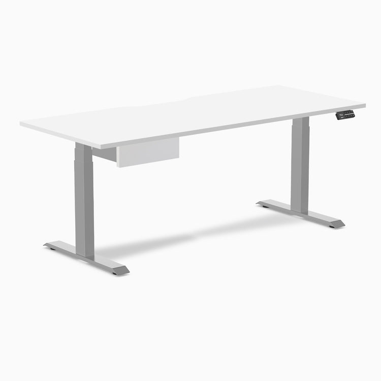 Desky Dual Scalloped Melamine Standing Desk With Drawer