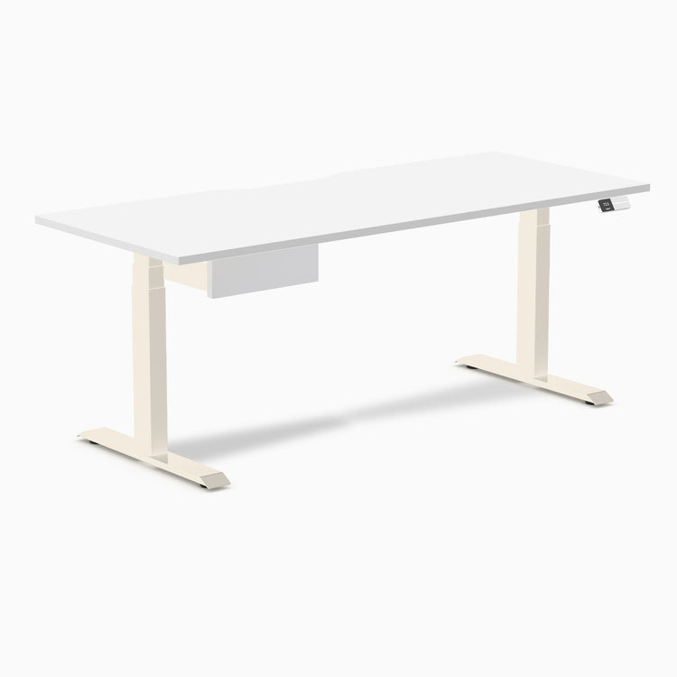 Desky Dual Scalloped Melamine Standing Desk With Drawer