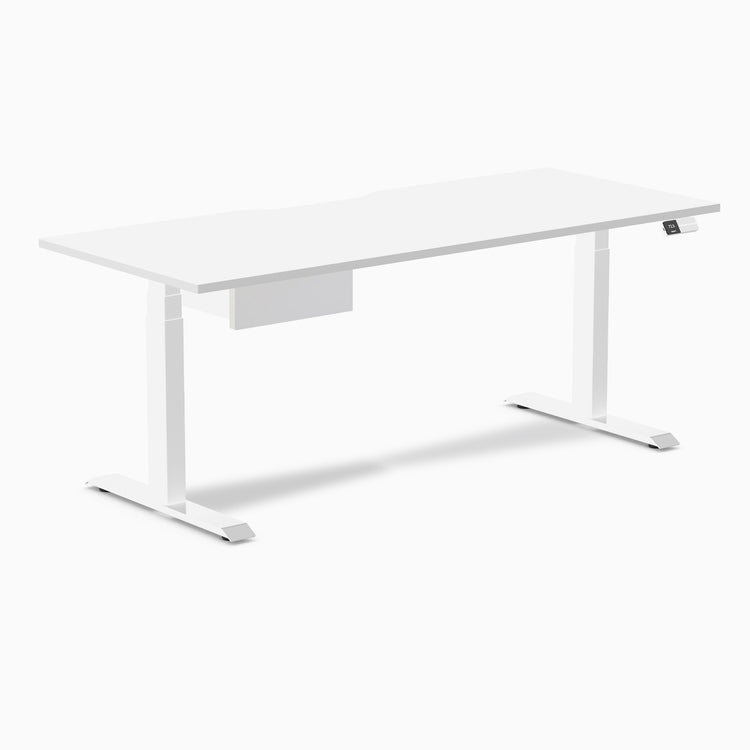 Desky Dual Scalloped Melamine Standing Desk With Drawer