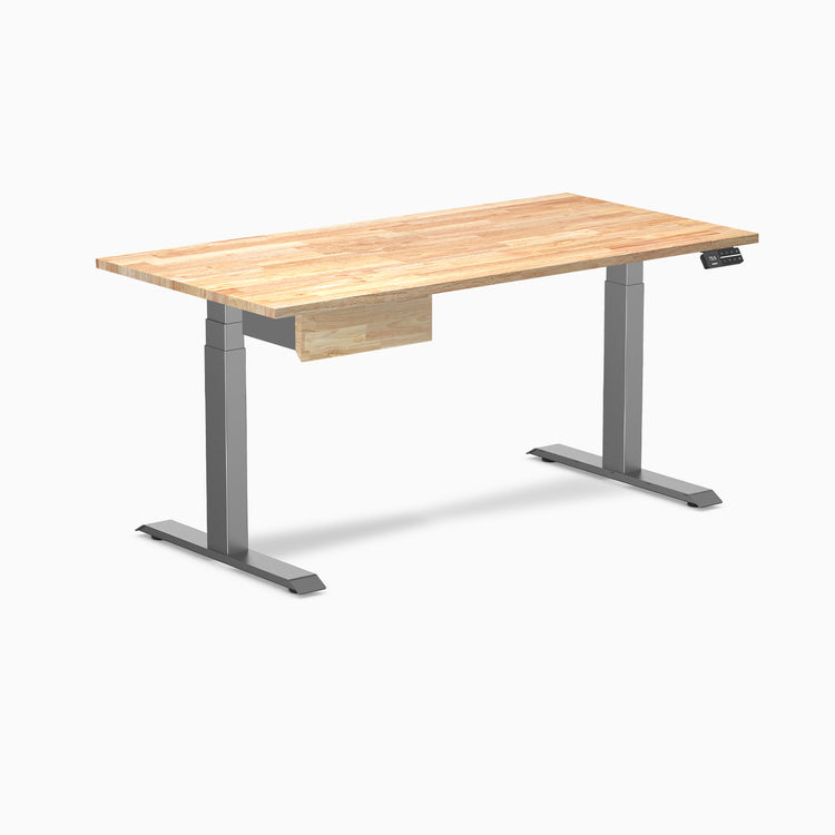 Desky Dual Rubberwood Standing Desk With Drawer