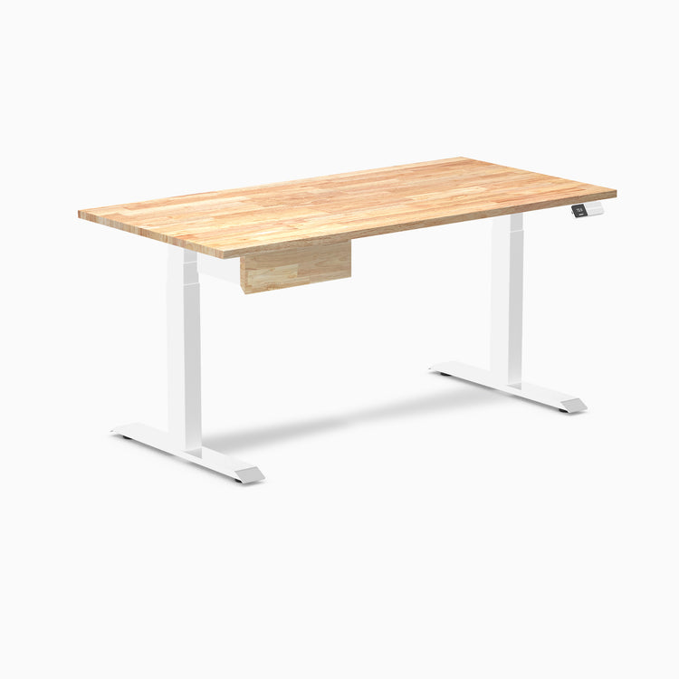 Desky Dual Rubberwood Standing Desk With Drawer