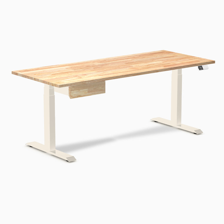 Desky Dual Rubberwood Standing Desk With Drawer