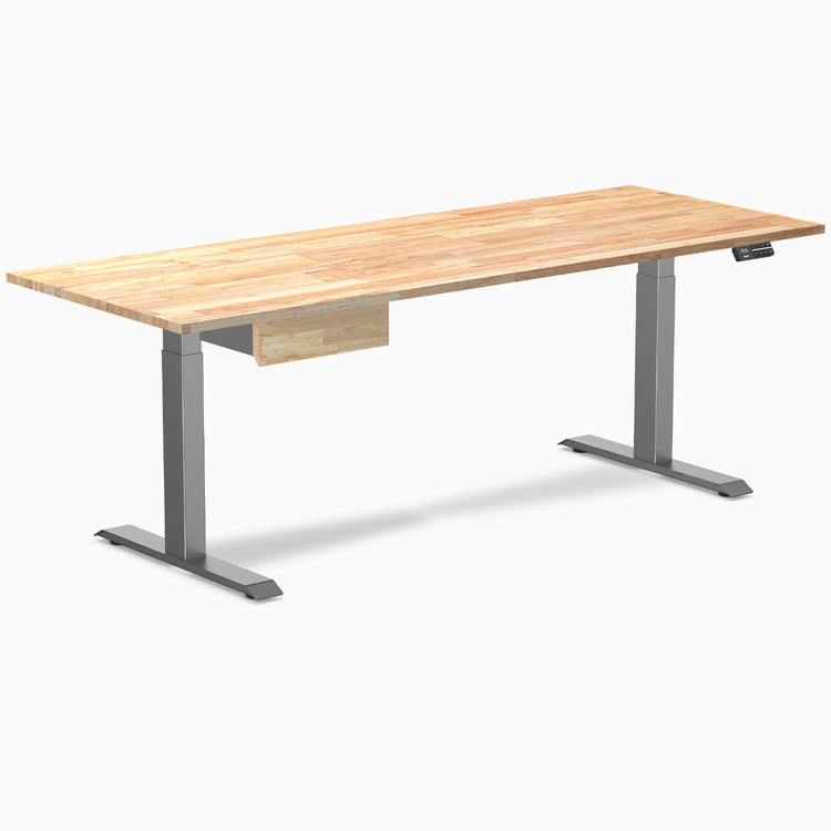 Desky Dual Rubberwood Standing Desk With Drawer