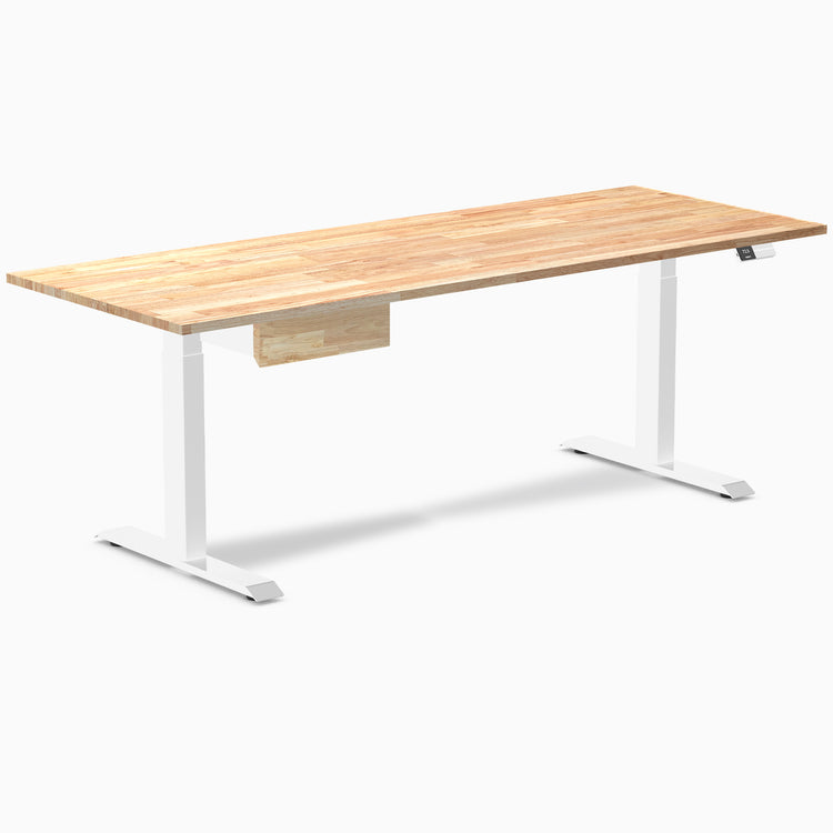 Desky Dual Rubberwood Standing Desk With Drawer